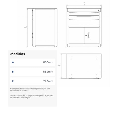 Módulo para Bancada com 3 gavetas e 2 Portas 44954012 TRAMONTINA PRO-2944ecb1-73fa-4234-9fd1-dfd12b17a2c1