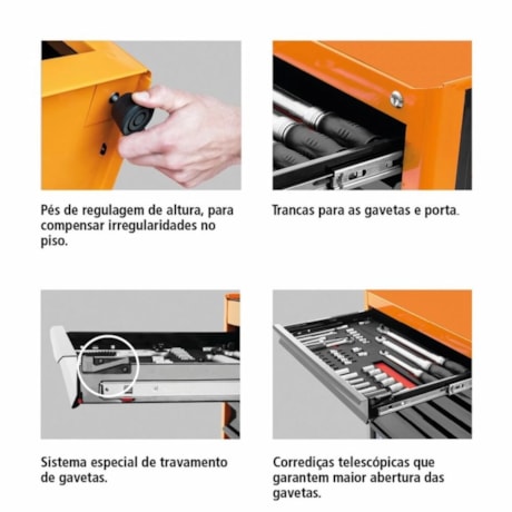 Módulo para Bancada com 3 Gavetas e 2 Portas Vermelho 44954312 TRAMONTINA PRO-3d631cca-04ae-433d-acbe-8be5643e6c35