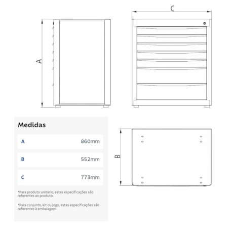 Módulo para Bancada com 5 Gavetas e 1 Porta 44954/011 TRAMONTINA PRO-5d9219ad-0625-40c5-bdbc-5975aee07d3f