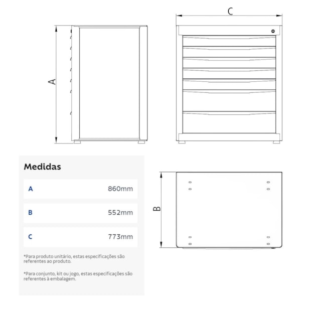 Módulo para Bancada com 5 Gavetas e 1 Porta 44954/011 TRAMONTINA PRO-efc1e2f7-63b5-456c-83e6-76a0e74989a6