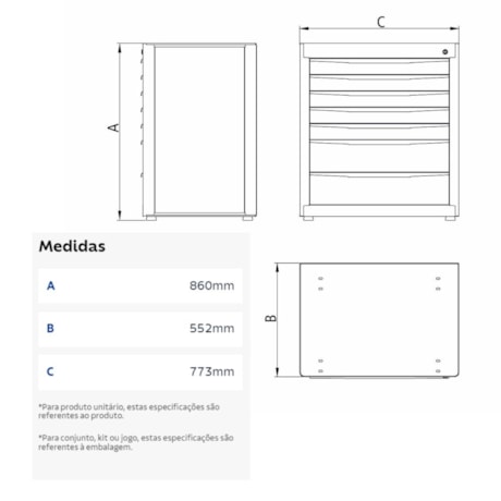 Módulo para Bancada com 5 Gavetas e 1 Porta Vermelho 44954311 TRAMONTINA PRO-9a7a53e2-a9ff-46d6-afb3-e4315c9f91d4