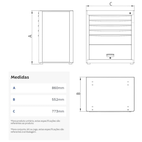 Módulo para Bancada com 7 Gavetas 44954/013 TRAMONTINA PRO-0f134bdf-eb45-4c0a-8ba7-60eef847d14b