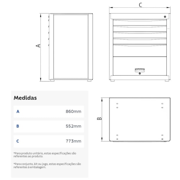 Módulo para Bancada com 7 Gavetas 44954/013 TRAMONTINA PRO-3f68d956-1c54-4ad0-a910-0edb0e276ad0