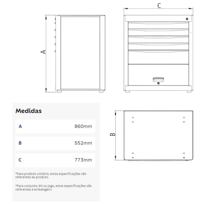 Módulo para Bancada com 7 Gavetas 44954/013 TRAMONTINA PRO-ebd25de8-59d2-429f-9405-1513ed254576