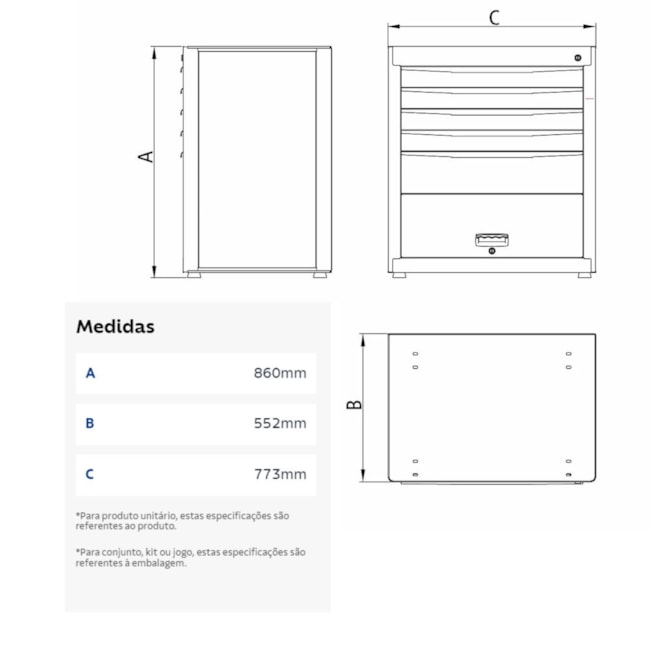 Módulo para Bancada com 7 Gavetas 44954/213 TRAMONTINA PRO-2687a01c-09b0-4b86-bc09-2e455bbb6e12