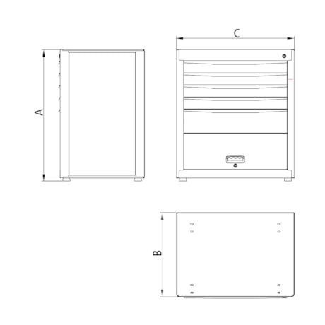 Módulo para Bancada com 7 Gavetas Cinza 44954413 TRAMONTINA PRO