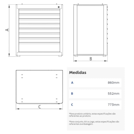 Módulo para Bancada com 8 Gavetas 44954/015 TRAMONTINA PRO-3d0fc2e0-7b5c-41c1-8fb7-5a5b418cde2d