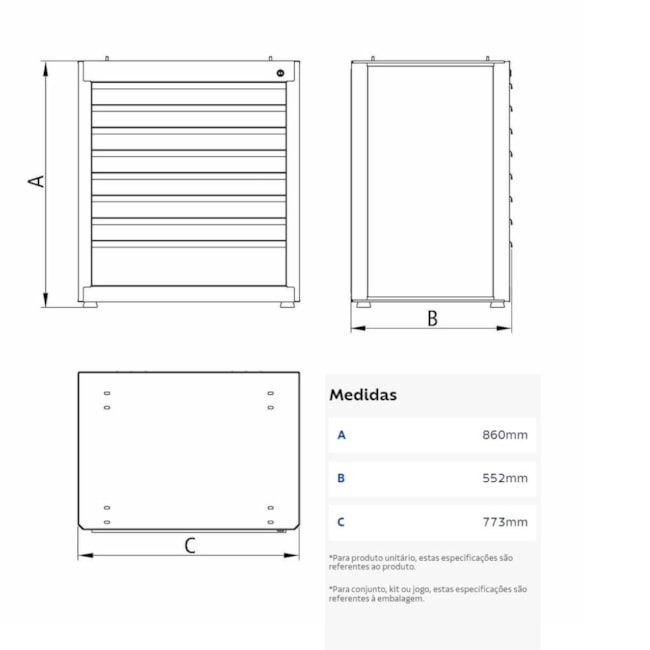 Módulo para Bancada com 8 Gavetas Azul 44954/215 TRAMONTINA PRO-9dbcb919-8a0e-415c-bb94-cb22881621fe