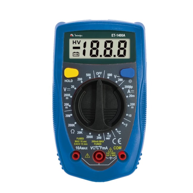 Multímetro Digital 500V (AC/DC) CAT I 600V CAT II 300V True RMS ET-1400A MINIPA-177eeed1-6d5f-43a1-afb8-d1255a63bc1e