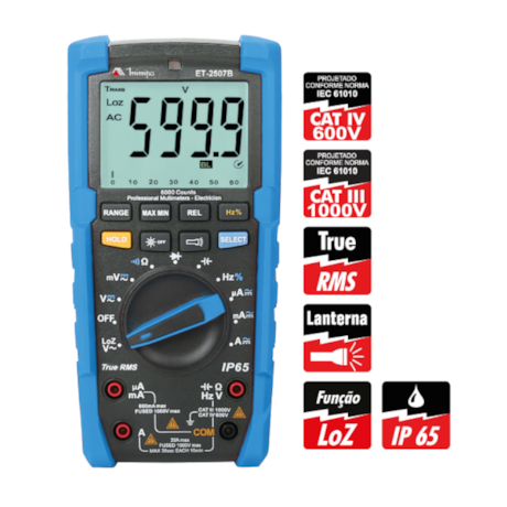 Multímetro Digital 750/1000V AC/DC 20A CAT IV 600V ET-2507B MINIPA-b2736c2c-4751-4547-8807-8817bde08df0