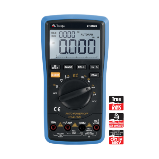 Multímetro Digital 750/1000V AC/DC CAT IV 600V ET-2402B MINIPA-23cde9f6-02a0-43f0-8af5-139f3a2b9457