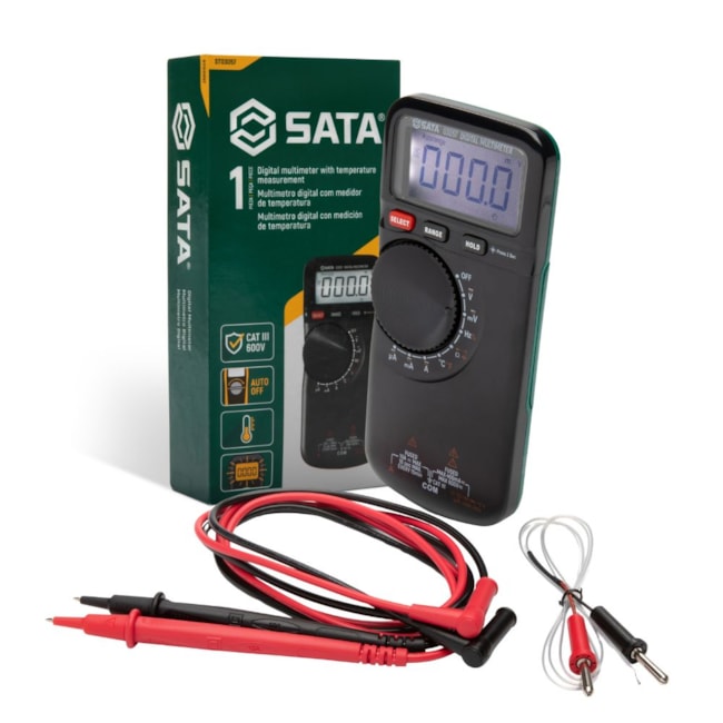 Multímetro Digital Clássico Medição de Temperatura 10A (AC/DC) CAT III 600V ST03057 SATA-2c172faa-6d2c-4b4b-9fcd-0d00bf419d23