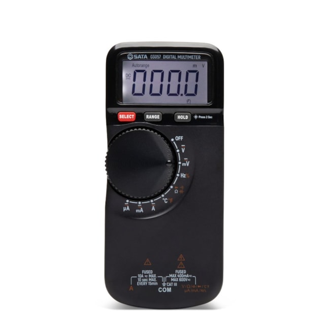 Multímetro Digital Clássico Medição de Temperatura 10A (AC/DC) CAT III 600V ST03057 SATA-e041c15e-f607-4bd1-b00d-3c50247e78fd