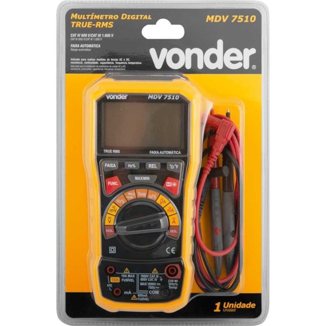 Multímetro Digital TRUE-RMS CAT IV 600V/CAT III 1000V MDV 7510 VONDER-e754a434-ee36-49a5-8692-7a04c6c468a2