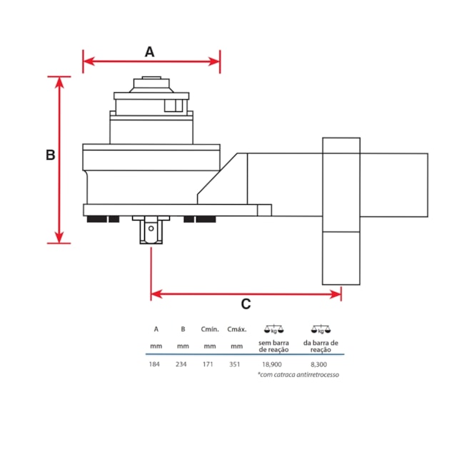 Multiplicador de Torque HT-9 Série Standard Encaixe 3/4