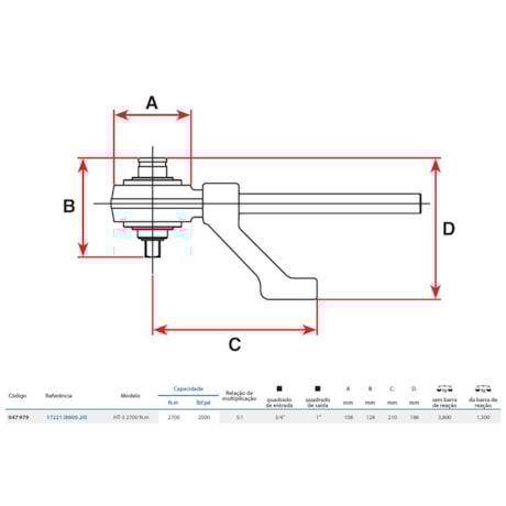 Multiplicador de Torque HT3 Encaixe 3/4