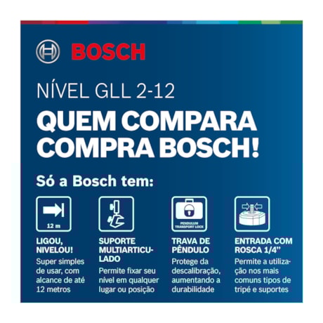 Nível a Laser 2 Linhas 12 Metros Laser Vermelho GLL 2-12 BOSCH-4f501c98-eab5-4382-aacb-2e6af3465460
