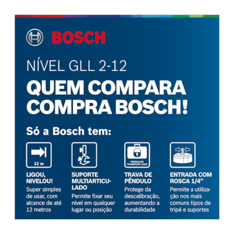 Nível a Laser 2 Linhas 12 Metros Laser Vermelho GLL 2-12 BOSCH-284db5ea-5d3e-493f-a333-853095f9fff0