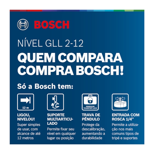 Nível a Laser 2 Linhas 12 Metros Laser Vermelho GLL 2-12 BOSCH-d7283a13-2b63-4f18-ae4a-2c08a69eeeff