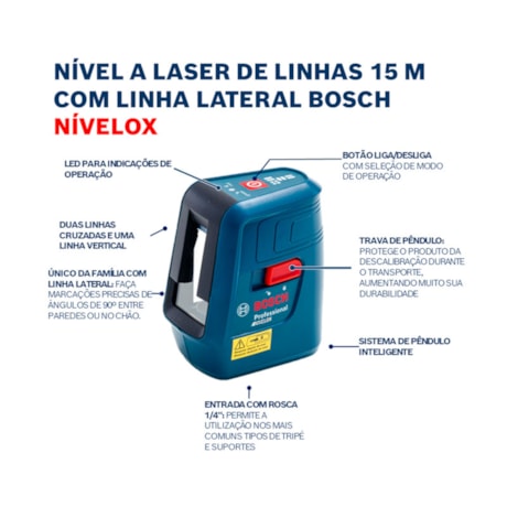 Nível a Laser 2 Linhas 15 Metros com Maleta e Tripé NIVELOX 0601063XG0 BOSCH-9af24b8b-1587-4c85-9806-aa2745d6e62c