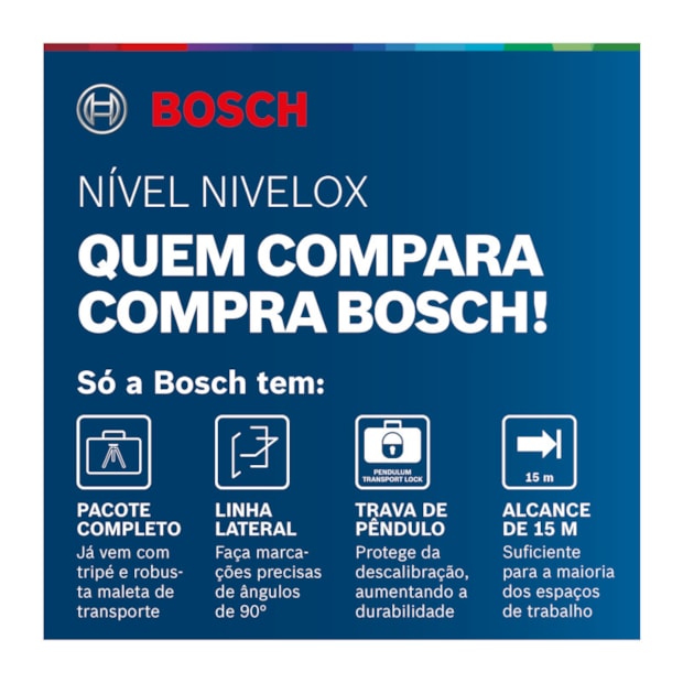 Nível a Laser 2 Linhas 15 Metros com Maleta e Tripé NIVELOX 0601063XG0 BOSCH-c76834b4-9900-488c-b57c-0ee6f027781c