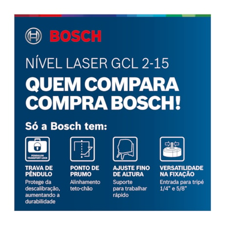 Nível a Laser 2 Linhas 15 Metros Vermelho com Suporte GCL 2-15 BOSCH -00c8f255-cf59-437a-8394-f273edc286f1