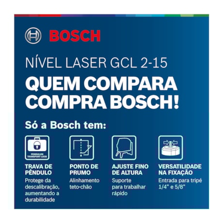 Nível a Laser 2 Linhas 15 Metros Vermelho com Suporte GCL 2-15 BOSCH -dc0c4243-14b4-4961-975b-a037d8c9888a