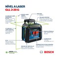 Nível a Laser 2 Linhas Verdes 360º 10 Metros  c/ Tripé BT150 e Bolsa GLL 2-20 G BOSCH