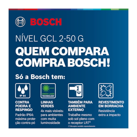 Nível a Laser 2 Linhas Verdes 50 Metros com Acessórios GCL 2-50 G BOSCH-22b7a560-facd-4ed4-8dbb-6408a8725fe1