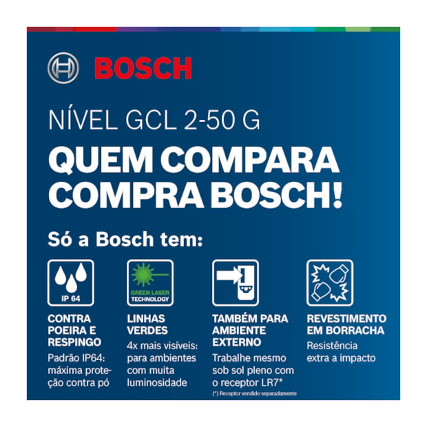 Nível a Laser 2 Linhas Verdes 50 Metros com Acessórios GCL 2-50 G BOSCH-9e86b23a-a682-4079-8743-bbc8f42fcea4