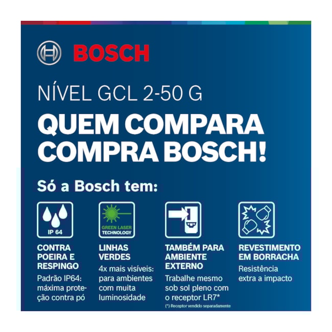Nível a Laser 2 Linhas Verdes 50 Metros com Acessórios GCL 2-50 G BOSCH-a945a807-9297-4882-8937-750b03cde2c8
