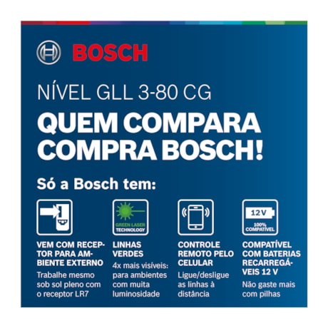 Nível a Laser com 3 Linhas Verdes 30 Metros e Receptor LR7 GLL3-80 CG BOSCH-97323e84-aa05-439e-9e12-f5df40acb0f9