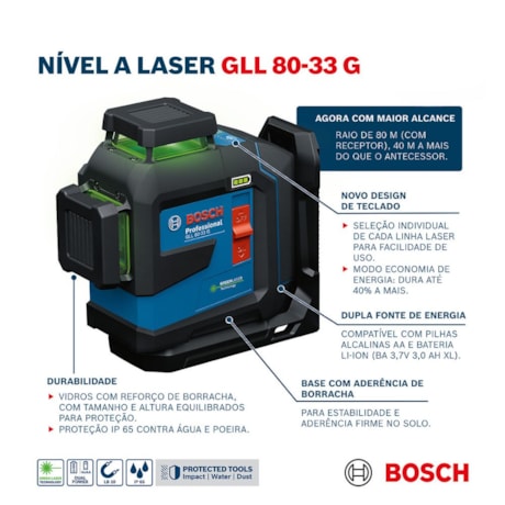Nível Laser 3 Linhas Verde 80metros GLL 80-33 G BOSCH-67e99efd-731c-4980-bcf0-c634ded93e07