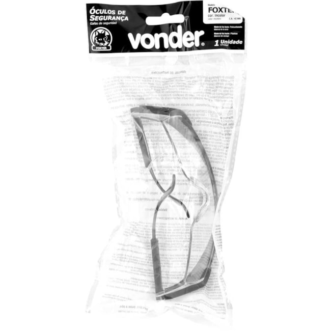 Óculos de Segurança Foxter Incolor CA 42905 7055110000 VONDER-3a4b2587-d030-4f96-89ee-6b57ffe51445