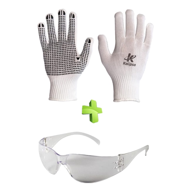 Óculos de Segurança Incolor Leopardo + Luva Helanca Branca 02.03.1.2 KALIPSO-5a3add80-c323-480f-b038-dd2bc4f7fd32