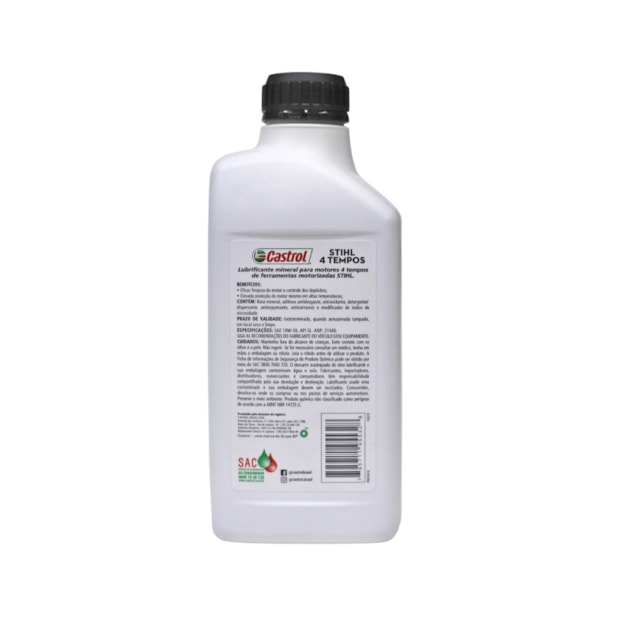 Óleo Lubrificante com 1 Litro Castrol de Motor 4 Tempos SAE 10W-30 STIHL-db100851-d9b3-4bfa-8336-b3c7ccbb2fa7