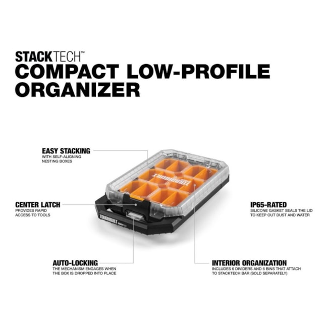 Organizador de Ferramentas StackTech Compact Low com Tampa Translúcida 18
