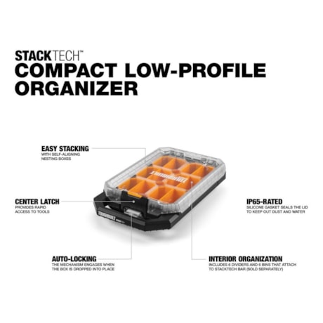 Organizador de Ferramentas StackTech Compact Low com Tampa Translúcida 18
