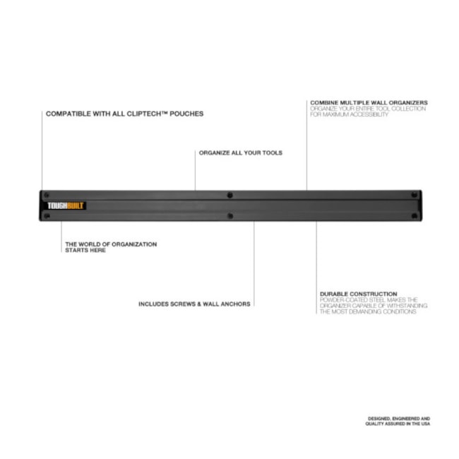 Organizador de Parede 24'' 61cm para Bolsa com Cliptech TB-53 TOUGHBUILT-022c7c53-c0f8-480a-bf6c-5d16e324c6fa