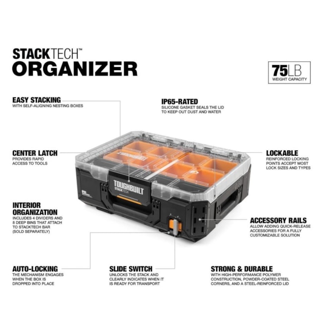 Organizador para Ferramentas Stacktech Empilhável com Tampa Translúcida 18