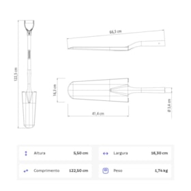 Pá Jardineira com Cabo Madeira 71cm 77444404 TRAMONTINA
