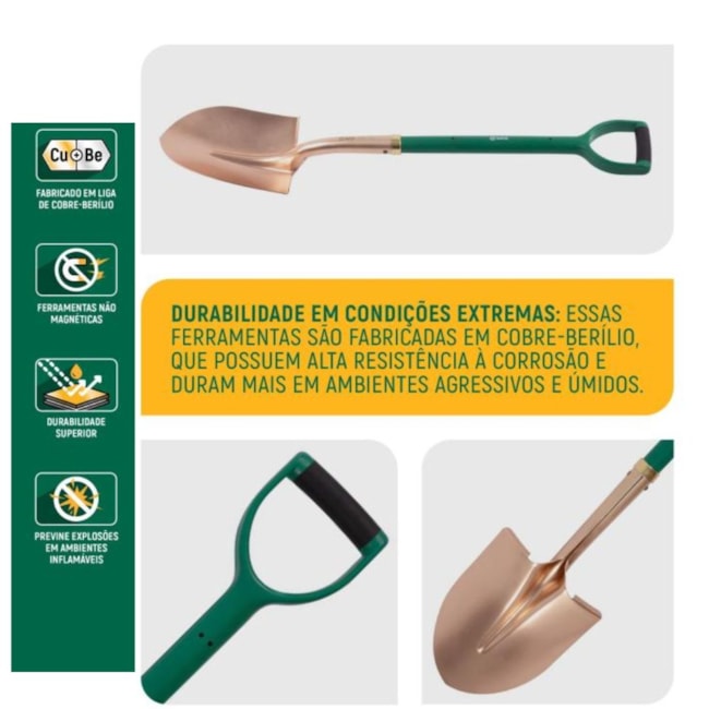 Pá Pontuda (de Bico) Cobre-Berílio 210 x 1000mmCabo de Madeira Antifaíscante ST31291 SATA-b955305d-67a2-4dcf-bf07-259afb5c97bf