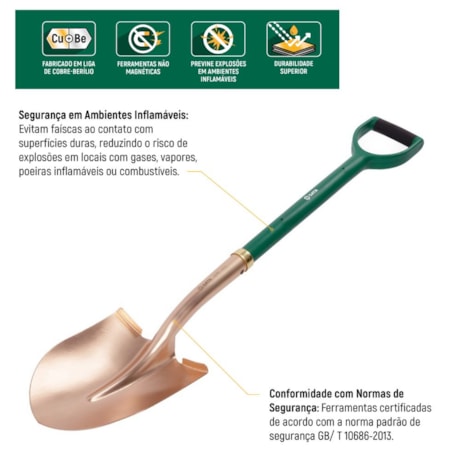 Pá Pontuda (de Bico) Cobre-Berílio 210 x 1000mmCabo de Madeira Antifaíscante ST31291 SATA-f36ab899-3b72-42da-ac08-cf93a0248ccc