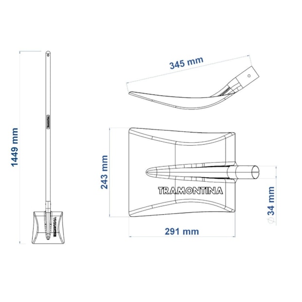 Pá Quadrada com Cabo de Madeira 120cm 77464534 TRAMONTINA-f301a6f7-758f-431e-b27e-4a909864eea1