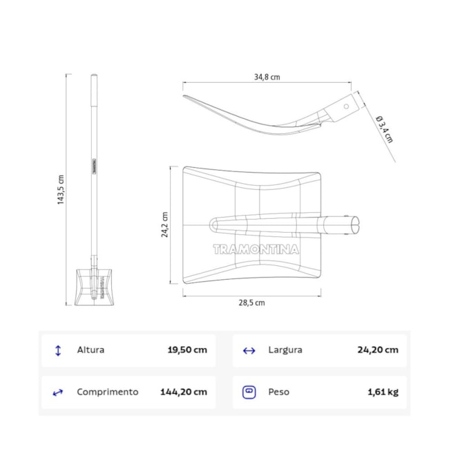 Pá Quadrada com Cabo Metálico 120cm 77464934 TRAMONTINA-1e4c435f-8adf-4c25-b721-db7a1af1a78e