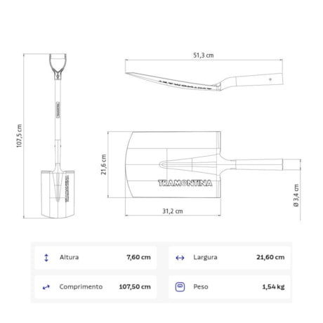Pá Vanga Quadrada com Cabo de Madeira 71cm 77427404 TRAMONTINA-cf18496c-30a9-4466-affe-d343efd8f0b0