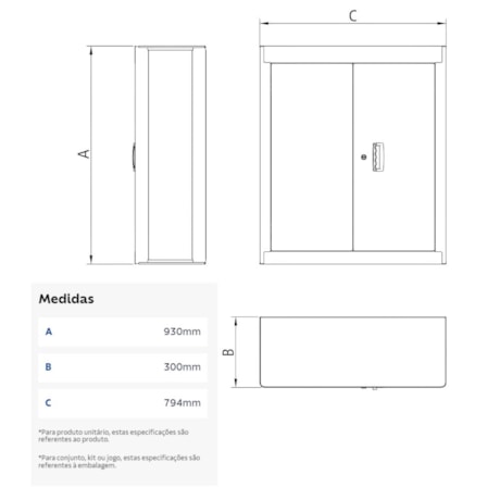 Painel para Ferramentas Grande Superior com 2 portas Cinza e Preto 44953405 TRAMONTINA PRO-961e6703-19f9-4409-92b8-d171f73ad2cc