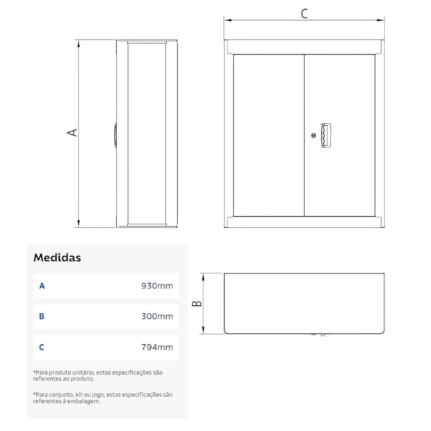 Painel para Ferramentas Grande Superior com 2 portas Cinza e Preto 44953405 TRAMONTINA PRO-bd5e8477-85bc-415a-8df3-7284847661de