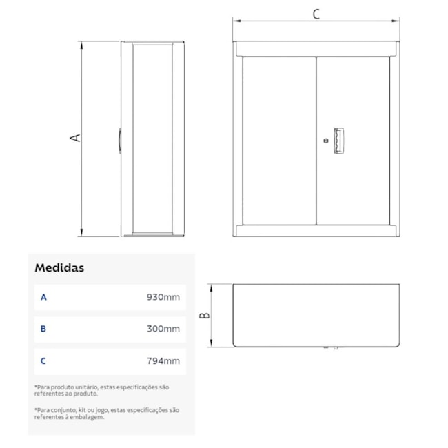 Painel para Ferramentas Grande Superior com 2 portas Cinza e Preto 44953405 TRAMONTINA PRO-ea870679-b170-467e-bf6a-792166bad4ad