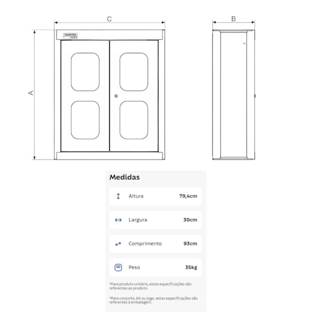 Painel para Ferramentas Perfurado Grande Superior com 2 Portas 44953011 TRAMONTINA PRO-3558f6f6-0ec6-48eb-8d92-48781fdf21a3